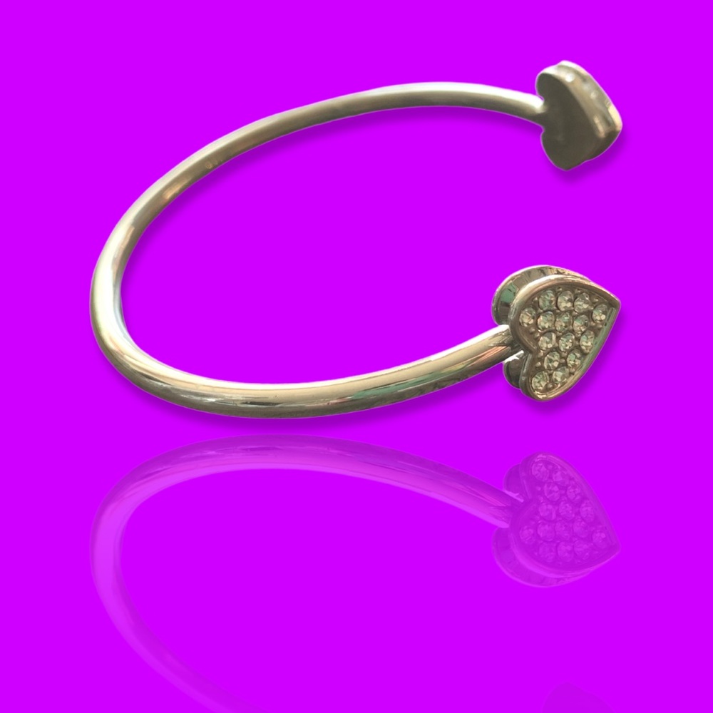 Double Heart Rhinestone Bangle - image 1